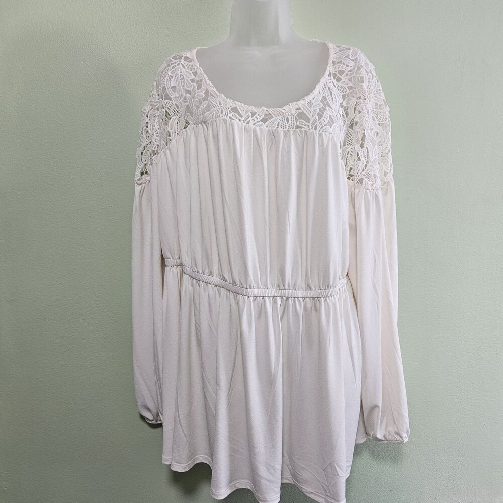 Torrid Babydoll Size 3 Off White Long Sleeve Lace Elastic Waist cottagecore NWT
